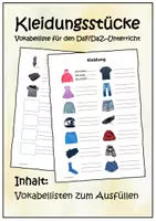 Vorschau - Arbeitsblätter - Kleidung. Arbeitsblatt zum Ausfüllen - Deckblatt