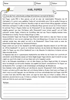 Vorschau - Arbeitsblätter - Karl Popper Ethik und Philosophie Lesetext mit Richtig Falsch Multiple Choice und Fragen zum Text - Seite 1