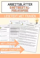 Vorschau - Arbeitsblätter - Kontinentalphilosophie Ethik und Philosophie Lesetext mit Richtig Falsch Multiple Choice und Fragen zum Text - Deckblatt