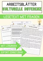 Vorschau - Arbeitsblätter - Kulturelle Differenz Ethik und Philosophie Lesetext mit Richtig Falsch Multiple Choice und Fragen zum Text - Deckblatt