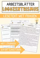 Vorschau - Arbeitsblätter - Logozentrismus Ethik und Philosophie Lesetext mit Richtig Falsch Multiple Choice und Fragen zum Text - Deckblatt