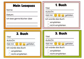 Vorschau - Arbeitsblätter - Mini-Lesepass für Bücher - Deckblatt