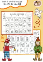 Vista previa - Hojas de trabajo - Tirar el dado y dibujar un elfo de Navidad, Clase de arte en invierno - Portada