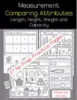 Aperçu - Feuilles d'exercices - Measurement-Comparing Attributes of Height, Length, Weight and Capacity - Page de couverture