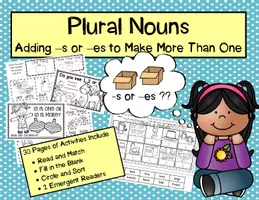 Aperçu - Feuilles d'exercices - Plural Nouns - Adding -s or -es to Make More Than One - Page 1