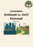 Vorschau - Arbeitsblätter - Arbeitsblatt: Großstadt versus Dorf/ Kleinstadt - Deckblatt