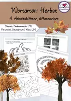 Vorschau - Arbeitsblätter - Wortarten "Herbst", 4 Arbeitsblätter - differenziert, Klasse 2-5 - Deckblatt