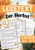 Vorschau - Arbeitsblätter - Lesetext - Der Herbst (Klasse 3-5) - Deckblatt