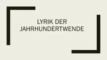 Vorschau - Stundenentwürfe - Lyrik der Jahrhundertwende_Analyse + Vergleich Gedichte - Deckblatt