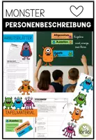 Vorschau - Arbeitsblätter - Personenbeschreibung Monster – Steckbriefe, Arbeitsblätter & Tafelmaterial - Deckblatt