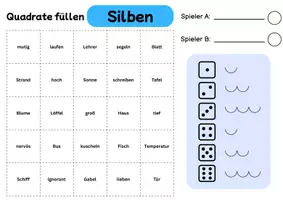 Vorschau - Spiele - Quadrate füllen Silben mit Symbolen und Wörtern verschiedene Versionen - Seite 1