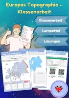Vorschau - Präsentationen/Tafelbilder - Europas Topographie - Klassenarbeit - Deckblatt