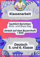 Vorschau - Fördermaterial/Inklusion - Sachlich Berichten Klassenarbeit – Girls- und Boys-Day - Deckblatt