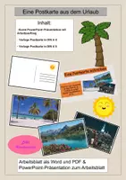 Vorschau - Arbeitsblätter - Eine Postkarte aus dem Urlaub - kreatives Schreiben - Deckblatt