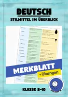 Vorschau - Arbeitsblätter - Merkblatt: Rhetorische Stilmittel im Überblick | Übersicht (+ Übungen) - Deckblatt