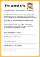Vista previa - Hojas de trabajo - (Reading comprehension) 3rd, 4th, 5th grade - página 1