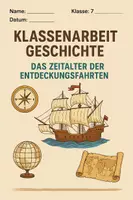 Vorschau - Klassenarbeiten - Klassenarbeit Klasse 7 - Das Zeitalter der Entdeckungsfahrten - differenziert - Deckblatt