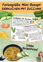 Vorschau - Mal- und Bastelvorlagen - Feriengruß Herbst Mini-Rezept Eierkuchen mit Zucchini - Deckblatt