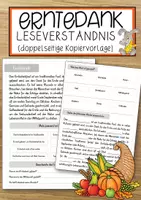 Vorschau - Anderer Materialtyp - Erntedank Lesesverständnis (doppelseitige Kopiervorlage) - Deckblatt