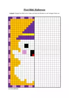 Vorschau - Arbeitsblätter - Pixel-Bilder: Halloween (Symmetrie / Pixel-Art) - Seite 1