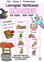 Vorschau - Stationenlernen - Märchen Lernspiel für Nichtleser, Klasse 1, Vorschule, Fördermaterial, Förderschule - Deckblatt