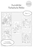 Vorschau - Mal- und Bastelvorlagen - Ausmalbilder Fantastische Welten - Deckblatt