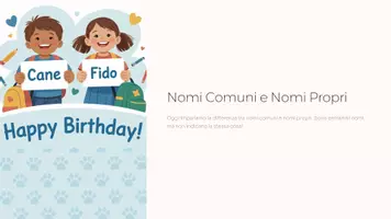 anteprima - Presentazioni / Lavagne - Nome (Sostantivo) Lez. 2: Nomi Comuni e Propri (ppt + PDF spieg, eser att. - Pagina 1
