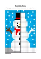 Vorschau - Arbeitsblätter - Pixel-Bilder: Winter (Symmetrie / Pixel-Art) - Seite 2