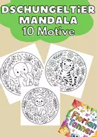 Vorschau - Mal- und Bastelvorlagen - Dschungeltiere Mandala – 10 Ausmalbilder - Deckblatt