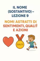 anteprima - Presentazioni / Lavagne - Il Nome (Sostantivo) – Lezione 9: Nomi Astratti di Sentimenti, Qualità e Azioni (PPT + PDF con spiegazioni, esempi e attività) - Pagina di copertina