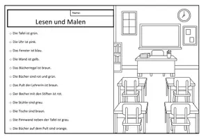 Vorschau - Arbeitsblätter - Lesen und Malen - Klassenraum - Seite 2