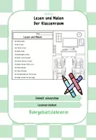 Vorschau - Arbeitsblätter - Lesen und Malen - Klassenraum - Deckblatt