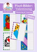 Vorschau - Arbeitsblätter - Pixel-Bilder: Valentinstag & Muttertag & Vatertag (Symmetrie / Pixel-Art) - Deckblatt