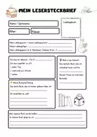 Vorschau - Arbeitsblätter - Buchclub Steckbrief (Lesersteckbrief) - Seite 1