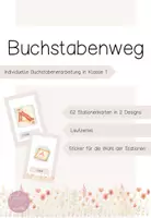 Vorschau - Stationenlernen - Buchstabenweg - Stationenkarten, Laufzettel, Sticker - Deckblatt