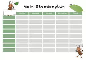 Vorschau - Mal- und Bastelvorlagen - Stundenplan Ameisenklasse, Vorlage - Seite 1