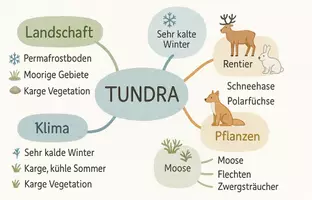 Vorschau - Arbeitsblätter - AB mit Fragen zum Thema "Tundra" + Lösungsblatt + Mindmap + Infografik - Seite 2