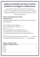 anteprima - Schede informative - Applicare la tabellina del 25 per risolvere problemi di conteggio e moltiplicazione - Pagina 1