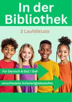 Vorschau - Arbeitsblätter - Schleichdiktat In der Bibliothek 📖 Laufdiktat für Deutsch DaZ - Deckblatt