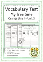 Vorschau - Test - Vocabulary Tests - My free time (Orange Line 1) - Deckblatt