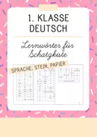 Vorschau - Aufgabenkarten - Schatzwörter/Lernwörter zum Ausschneiden - Sprache, Stein, Papier 1 - Deckblatt