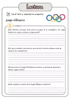 Vista previa - Hojas de trabajo - Comprensión lectora – juego olímpico + soluciones - página 3