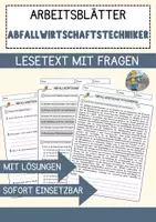 Vorschau - Arbeitsblätter - Abfallwirtschaftstechniker Beruf Arbeitsblätter mit Fragen + Lösungen Deutsch DaZ AB - Deckblatt