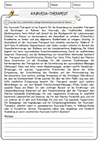 Vorschau - Arbeitsblätter - Ayurveda-Therapeut Beruf Arbeitsblätter mit Fragen + Lösungen Deutsch DaZ AB - Seite 1
