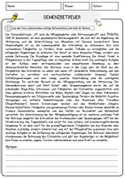 Vorschau - Arbeitsblätter - Demenzbetreuer Beruf Arbeitsblätter mit Fragen + Lösungen Deutsch DaZ AB - Seite 1