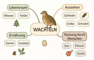 Vorschau - Arbeitsblätter - AB mit Fragen zum Thema "Wachteln" + Lösungsblatt + Mindmap + Infografik - Seite 2