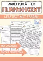 Vorschau - Arbeitsblätter - Filmproduzent Beruf Arbeitsblätter mit Fragen + Lösungen Deutsch DaZ AB - Deckblatt