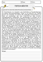Vorschau - Arbeitsblätter - Fintech-Berater Beruf Arbeitsblätter mit Fragen + Lösungen Deutsch DaZ AB - Seite 1