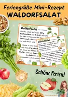Vorschau - Mal- und Bastelvorlagen - Mini-Rezept Waldorfsalat Feriengruß 4. bis 9. Klasse - Deckblatt