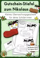 Vorschau - Mal- und Bastelvorlagen - Gutschein-Stiefel zum Nikolaus, Geschenkidee für Schüler:innen - Deckblatt